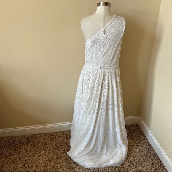 Mac Duggal Sequin One Shoulder High Low Dress Gown - Picture 6 of 16